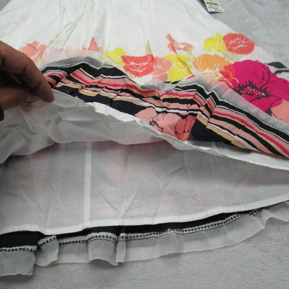 Alfani Lined Skirt Womens 4 Colorful Copenhagen‎ Floral Cotton Gauze Pleated NWD